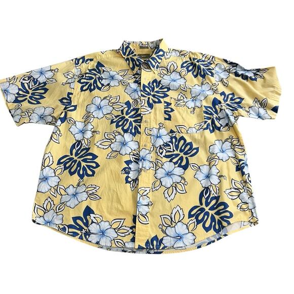 Natural Issue Hawaiian Button Front Shirt Sz XL Yellow Tropical Floral Cotton - Picture 5 of 5